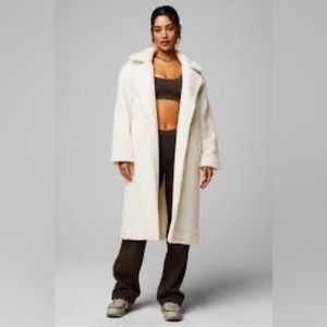 Fabletics Teddy Long Coat Bone Cream